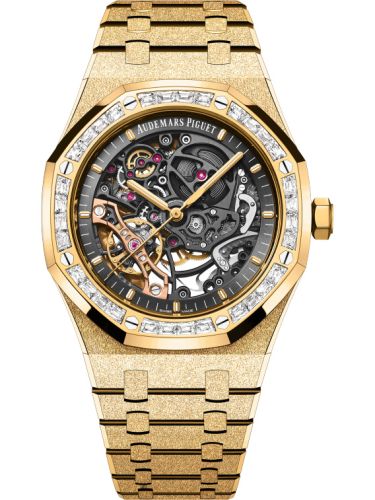 Royal Oak 41 Double Balance Wheel Openworked Frosted Yellow Gold - Baguette