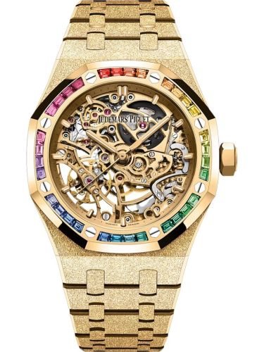 Royal Oak 37 Double Balance Wheel Openworked Frosted Yellow Gold / Rainbow