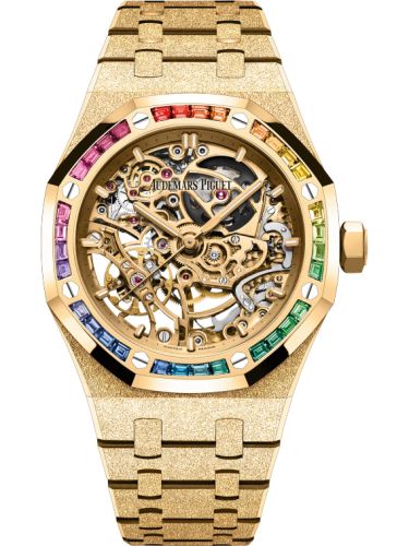 Royal Oak 37 Double Balance Wheel Openworked Frosted Yellow Gold / Rainbow