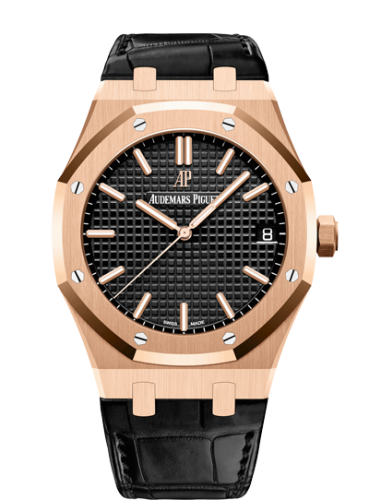 Royal Oak 15500 Pink Gold / Black / Strap