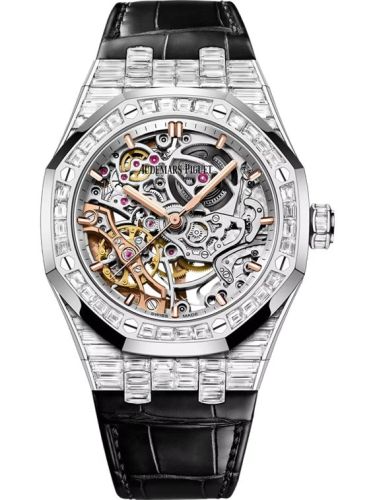 Royal Oak 37 Double Balance Wheel Openworked White Gold - Baguette / Strap