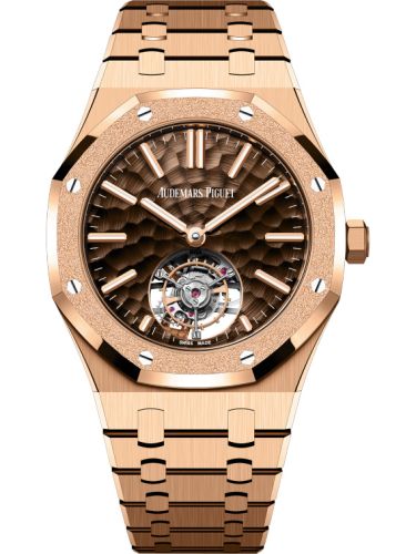 Royal Oak Self-Winding Flying Tourbillon Pink Gold - Frosted / Dimpled Brown