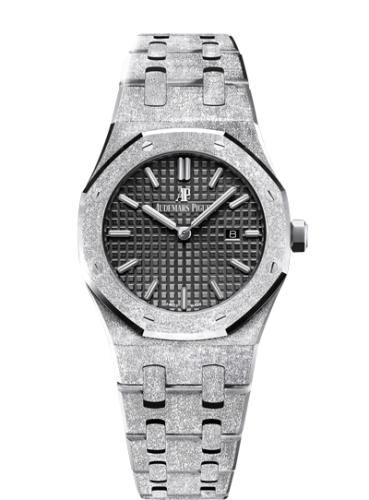 Royal Oak 67653 Quartz Frosted White Gold / Black / Bracelet