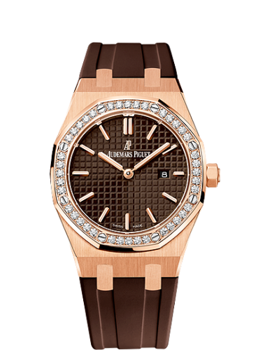 Royal Oak 67651 Quartz Pink Gold / Brown / Rubber