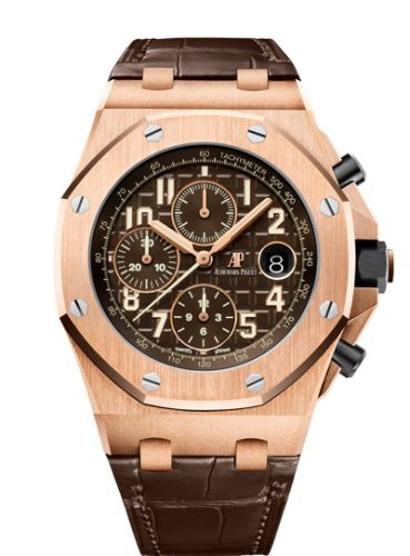Royal Oak Offshore 42 Pink Gold / Brown / Alligator