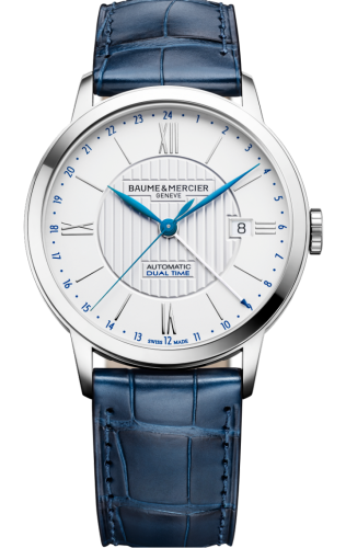 Classima 40 Dual Time Stainless Steel / Silver / Alligator
